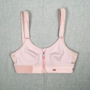Shefit Adjustable Straps Zip Front Pink Marbled Impact Sports Bra Size S
